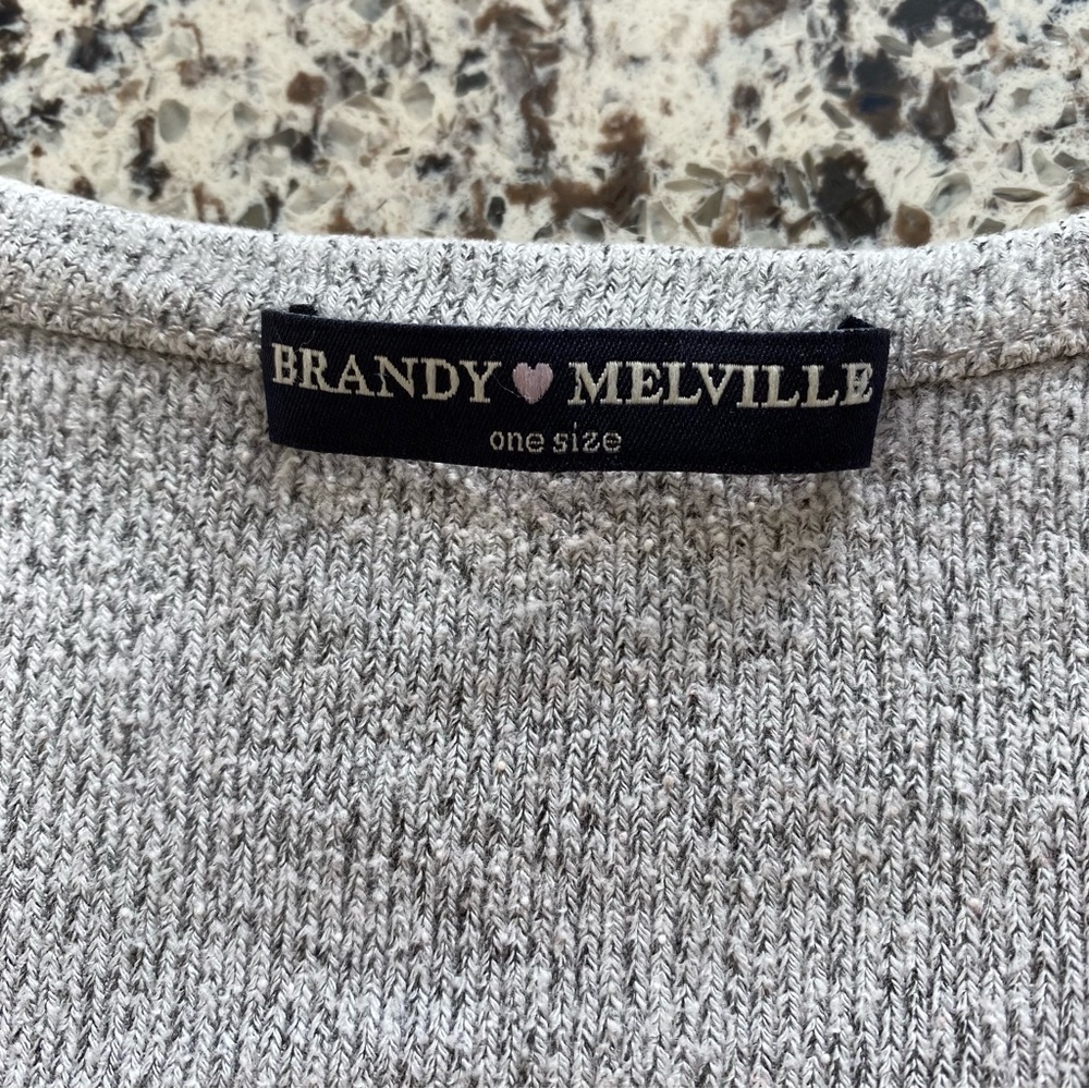 BRANDY MELVILLE Gray Oversized Slouchy V-Neck Sweater OS - Picture 6 of 8